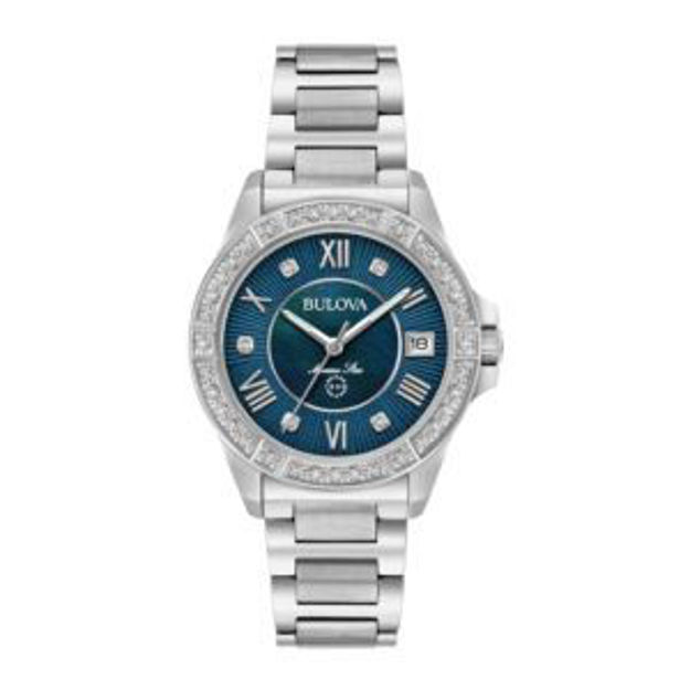 Picture of Ladies' Marine Star Series L Diamond Silver-Tone SS Watch Blue MOP Dial