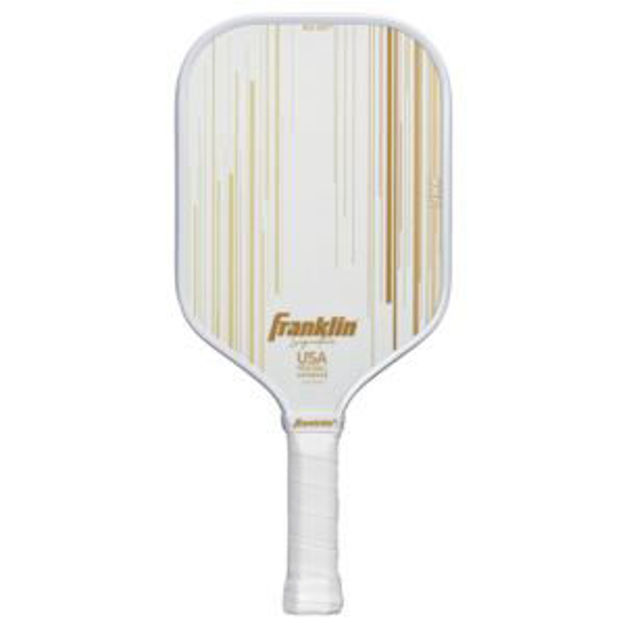 Picture of Signature Pro 16mm Fiberglass Pickleball Paddle W/ MaxGrit White & Gold