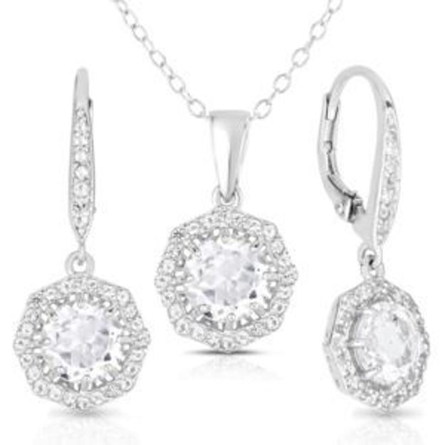 Picture of White Topaz Earrings & Necklace Set