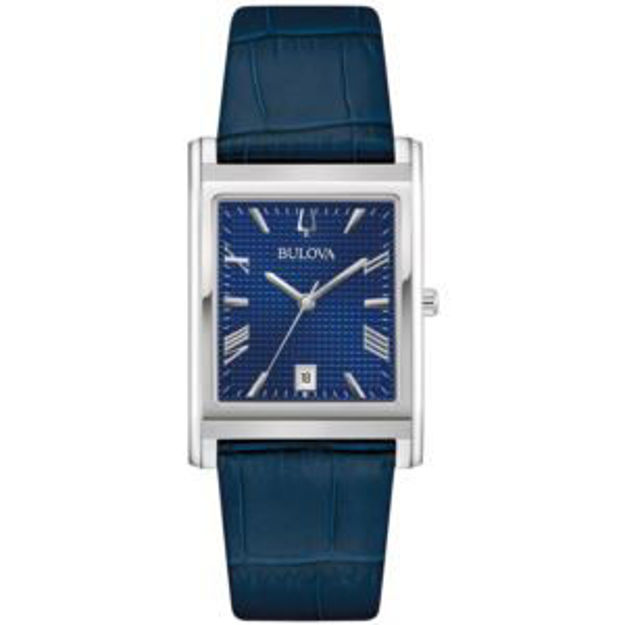 Picture of Men's Sutton Classic Blue Leather Strap Rectangle Watch Blue Dial