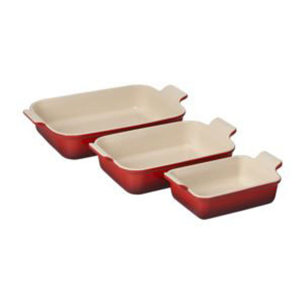 Picture of 3pc Heritage Stoneware Rectangular Baking Dish Set Cerise