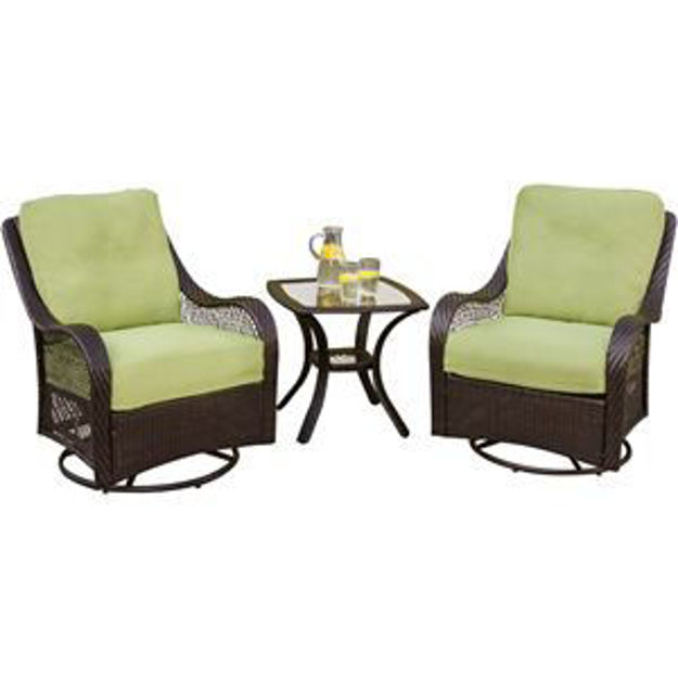 Picture of Orleans 3-Piece Swivel Gliding Chat Set in Avocado Green