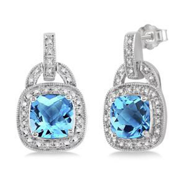 Picture of Blue Topaz Diamond Earrings