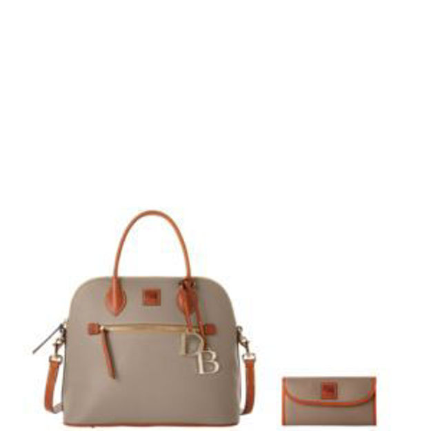 Picture of Pebble Grain Large Domed Satchel and Continental Clutch Set