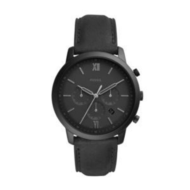 Picture of Mens Neutra Chronograph Black Leather Strap Watch Black Dial