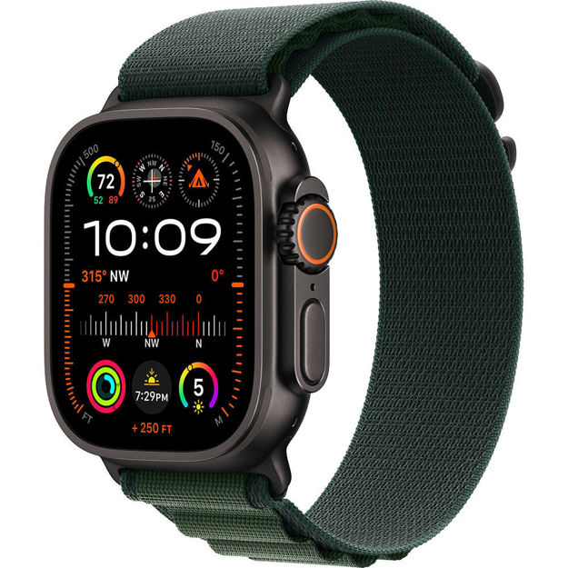 Picture of Apple Watch Ultra 2 GPS + Cellular 49mm Black Titanium Case with Dark Green Alpine Loop - Medium