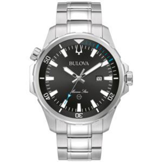 Picture of Men's Marine Star Silver-Tone Stainless Steel Watch Black Dial