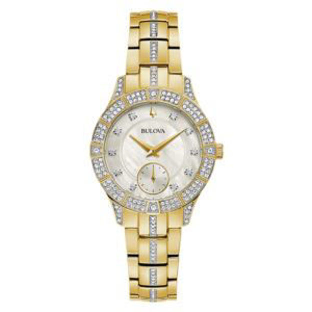 Picture of Ladies Phantom Gold-Tone Crystal Watch White Mother-of-Pearl Dial