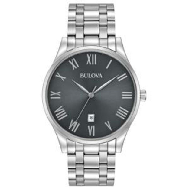 Picture of Men's Classic Silver-Tone Stainless Steel Watch Gunmetal Dial