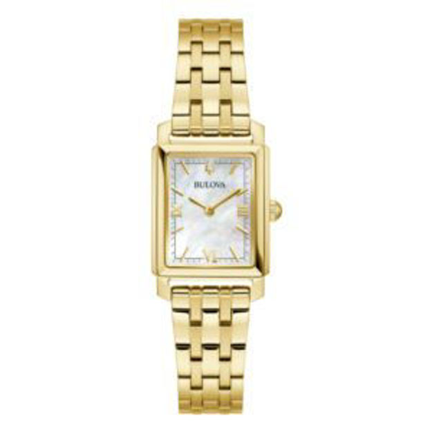 Picture of Ladies' Sutton Gold-Tone Stainless Steel Rectangle Watch Mother-of-Pearl Dial