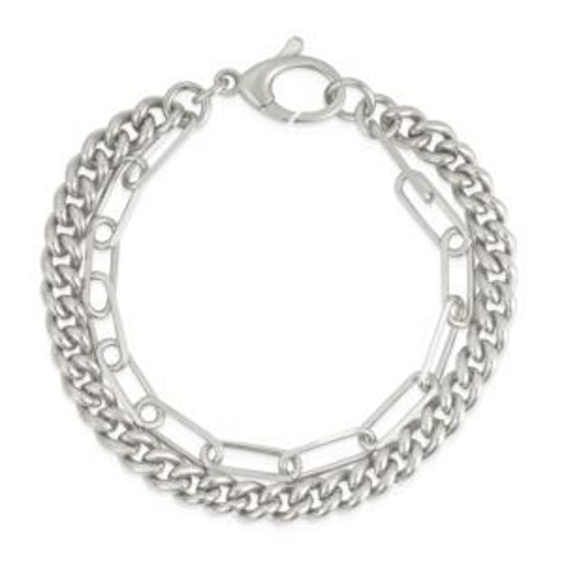 Picture of Curb and Paperclip Bracelet Silver