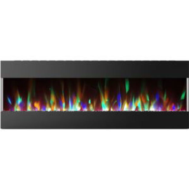 Picture of 60-in. Recessed Wall Mounted Electric Fireplace Heater in Black with Crystal Rocks Display and Remot