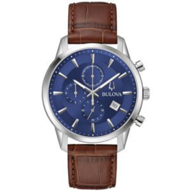 Picture of Men's Sutton Chronograph Brown Leather Strap Watch Blue Dial