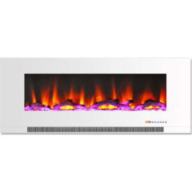 Picture of 50-in. Wall Mounted Electric Fireplace Heater in White with Log Display and Remote Control