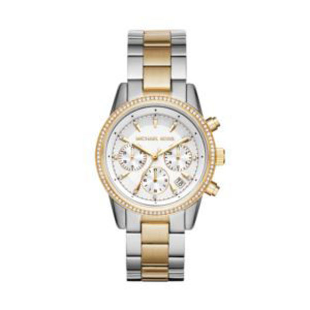 Picture of Ladies Ritz Pave Two-Tone Stainless Steel Watch White Dial