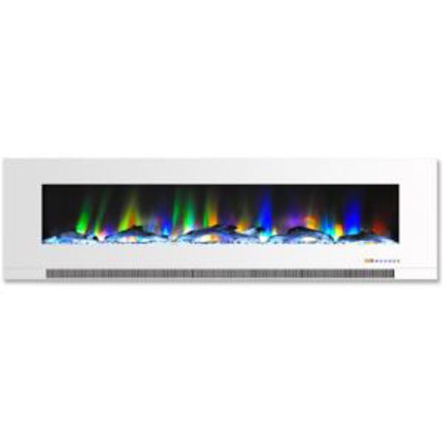 Picture of 60-in. Wall Mounted Electric Fireplace Heater in White with Log Display and Remote Control