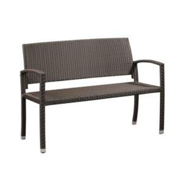 Picture of Wicker Outdoor Patio Bench Mocha Wicker