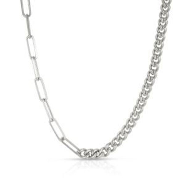 Picture of Curb and Paperclip Necklace Silver