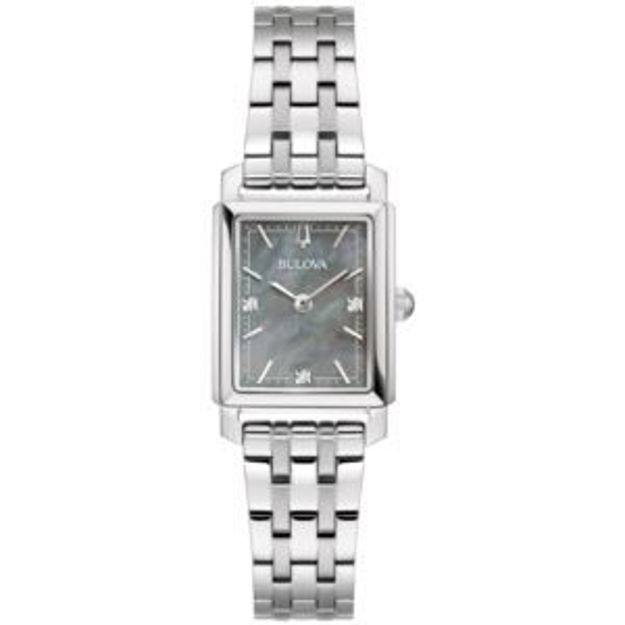 Picture of Ladies' Sutton Silver-Tone Stainless Steel Rectangle Watch Gray MOP Dial