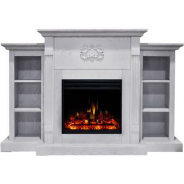 Picture of Sanoma 72-in. Fireplace Mantel in White with Log Display Electric Heater Insert