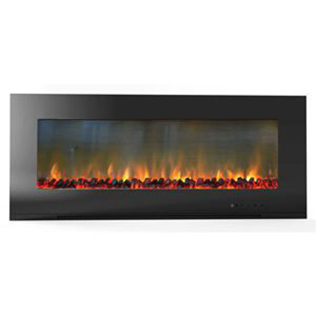 Picture of Metropolitan 56-In. Wall Mounted Electric Fireplace Heater in Black with Log Display and Remote