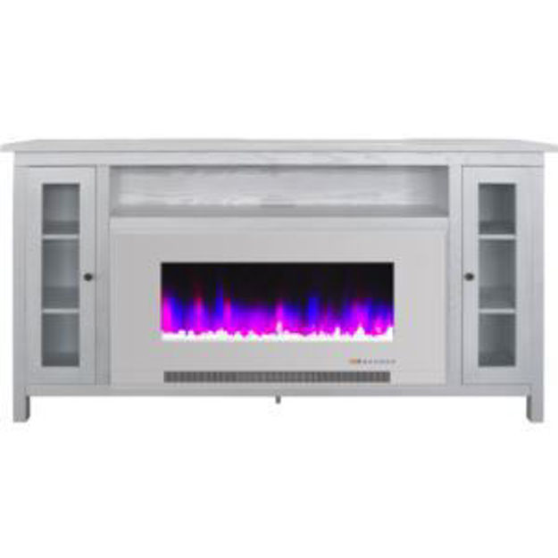 Picture of Somerset 70-In. Fireplace TV Stand in White and 42-In. Color-Changing LED Electric Heater Insert in