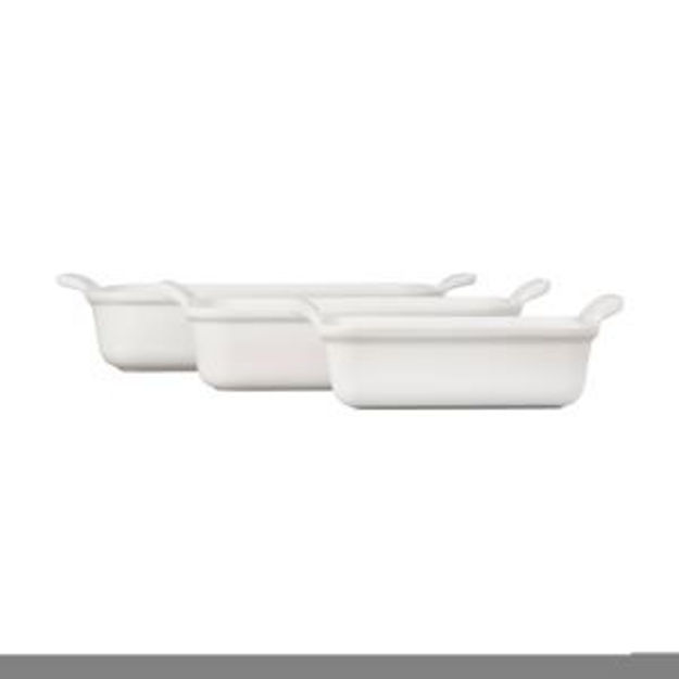 Picture of 3pc Heritage Stoneware Rectangular Baking Dish Set White