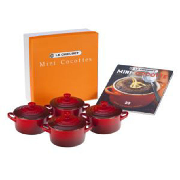 Picture of 8oz Mini Cocottes Set with Cookbook - 4pk Cerise