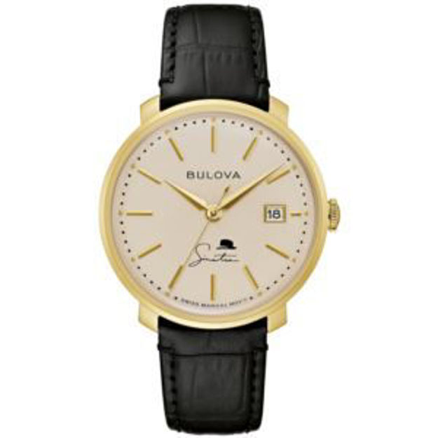 Picture of Men's Frank Sinatra Automatic Black Leather Watch Parchment Dial