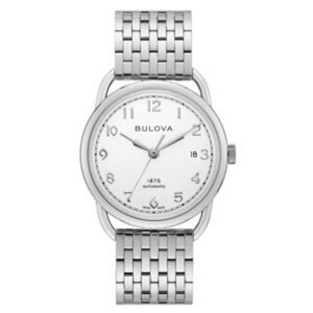 Picture of Men's Joseph Bulova Commodore Automatic Silver-Tone SS Watch Silver-White Dial