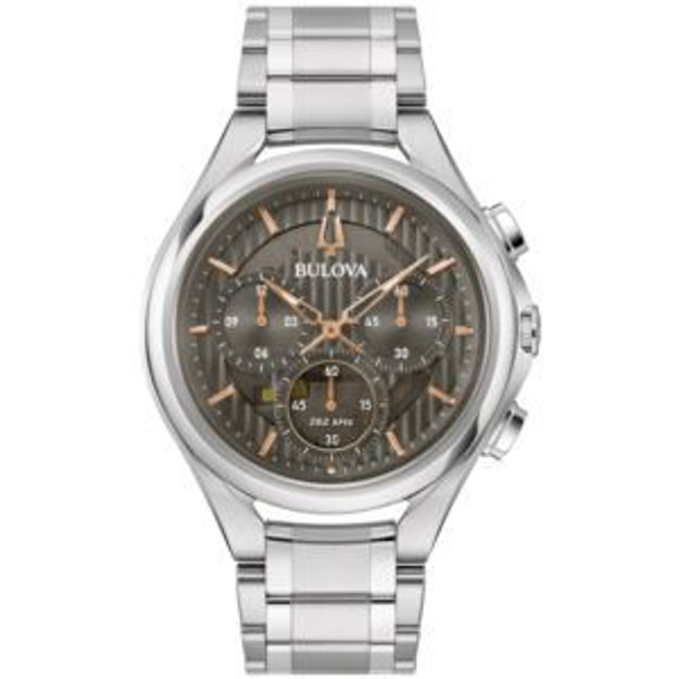 Picture of Men's CURV Chronograph Silver-Tone Stainless Steel Watch Gray Dial