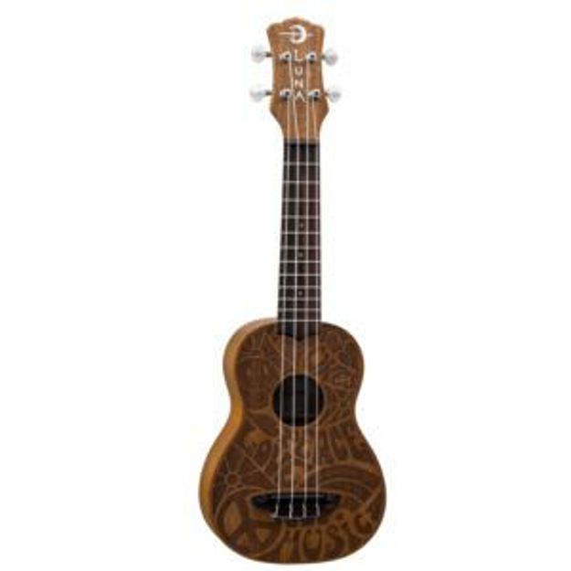 Picture of Love Music Peace Mahogany Soprano Ukulele