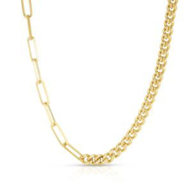 Picture of Curb and Paperclip Necklace Gold