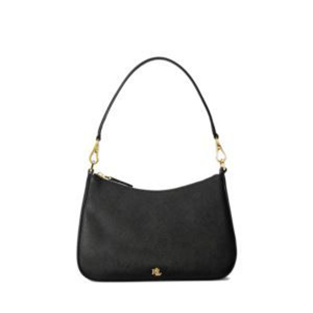 Picture of Danni Crosshatch Medium Leather Shoulder Bag Black