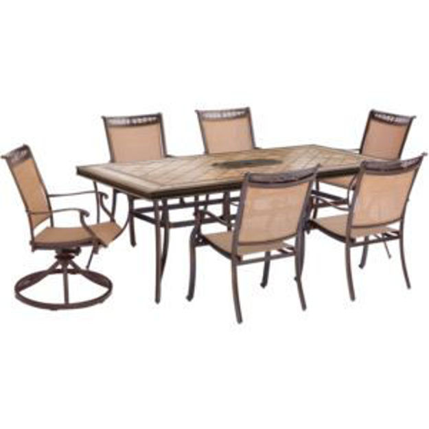 Picture of Fontana 7-Piece Dining Set with Two Swivel Rockers, Four Stationary Dining Chairs, and a Large Tile-