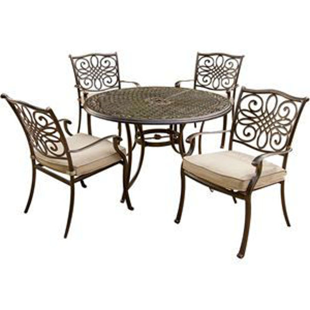 Picture of Traditions 5 Pc. Dining Set of 4 Aluminum Cast Dining Chairs and a 48 in. Round Table