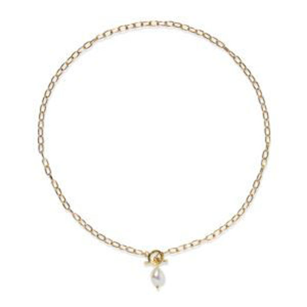 Picture of Paperclip Pearl Necklace Gold