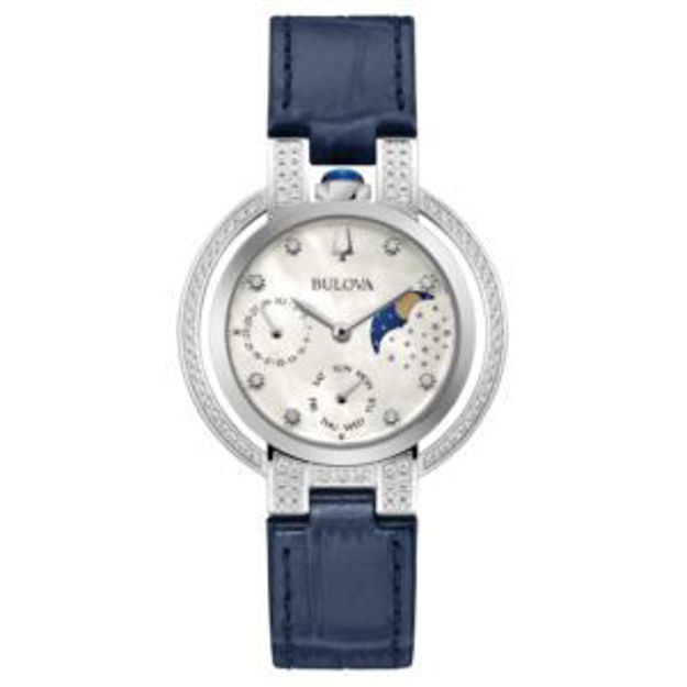 Picture of Ladies' Rubaiyat Diamond Navy Leather Strap Watch Mother-of-Pearl Dial