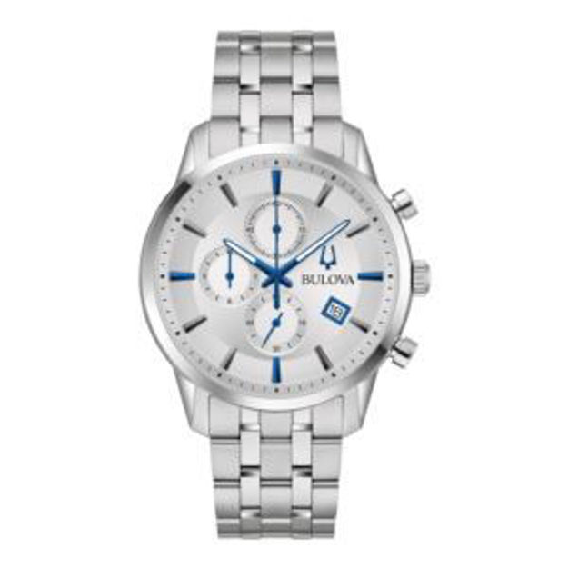 Picture of Men's Sutton Chronograph Silver-Tone Stainless Steel Watch Silver Dial