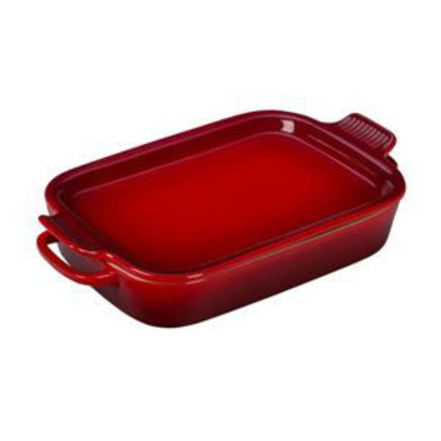 Picture of 2.75qt Stoneware Rectangular Dish w/ Platter Lid Cerise