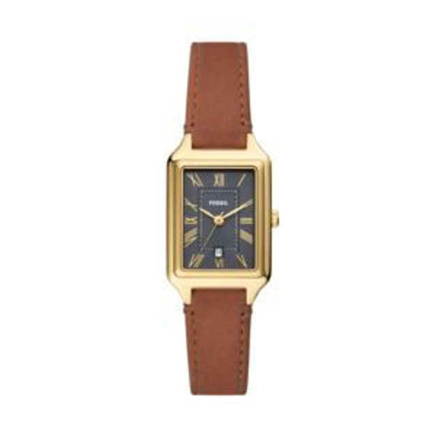 Picture of Ladies' Raquel Brown LiteHide Leather Rectangular Watch Gray Dial