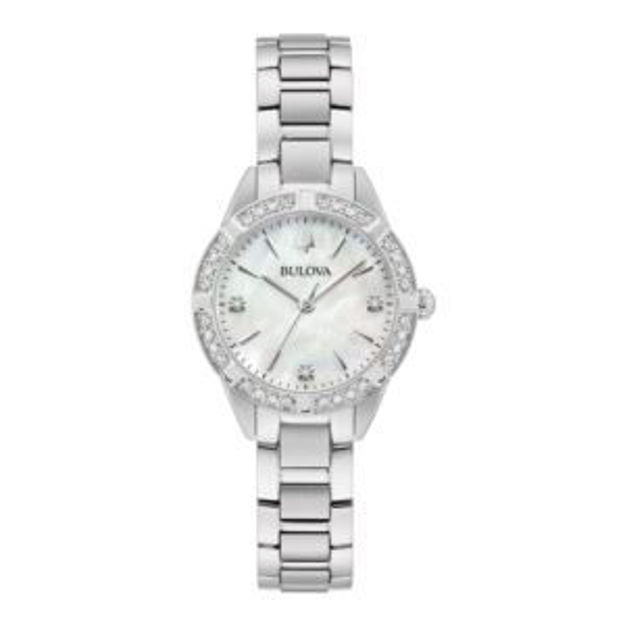 Picture of Ladies' Sutton Slim Diamond Silver-Tone Stainless Steel Watch MOP Dial