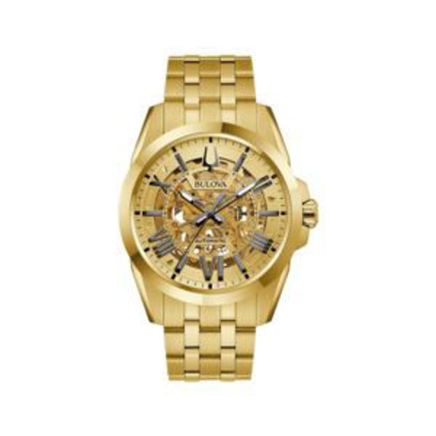 Picture of Mens Sutton Automatic Gold-Tone Watch Skeleton Dial