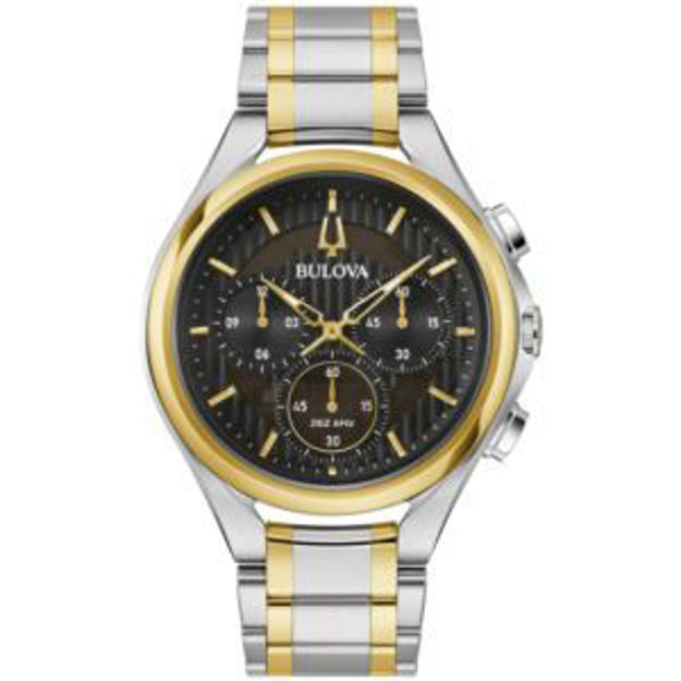 Picture of Men's CURV Chronograph Gold & Silver-Tone Stainless Steel Watch Black Dial