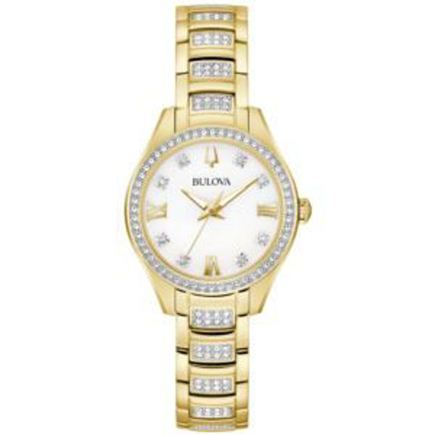 Picture of Ladies' Crystal Gold-Tone Stainless Steel Watch Mother-of-Pearl Dial