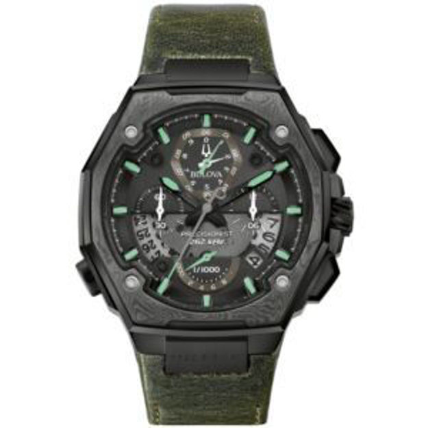 Picture of Men's Series X SE Precisionist Chronograph Green Leather Strap Watch Black Dial