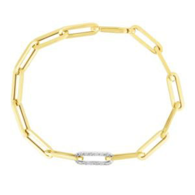 Picture of Paperclip Bracelet w/ Diamond Accent Link Gold