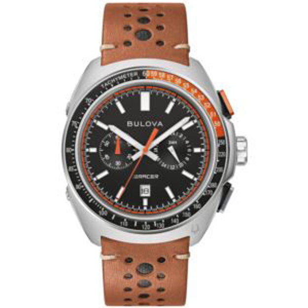 Picture of Men's Racer Chronograph Brown Leather Strap Watch Black Dial