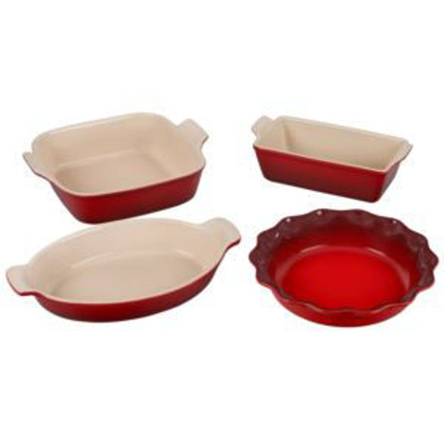 Picture of 4pc Heritage Stoneware Bakeware Set Cerise