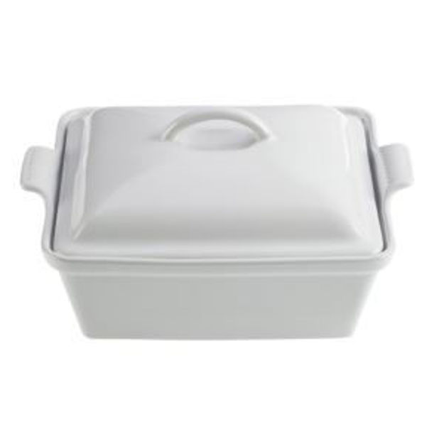 Picture of 2.5qt Heritage Stoneware Covered Square Casserole White